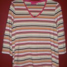 LIZ LANGE MATERNITY Pink Striped Long Sleeved Maternity Top MEDIUM