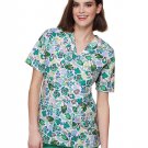 NEW Tafford 2 Pocket Green Fish Print Scrub Top Womans Plus Size 2X