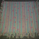 NEW Handmade Reversible Knotted Fringed Flannel Baby Blanket 50” x 26”