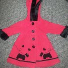 SOPHIE ROSE Red Heavy Fleece Hooded Scottie Dog Dress Coat Girls Size 12 months