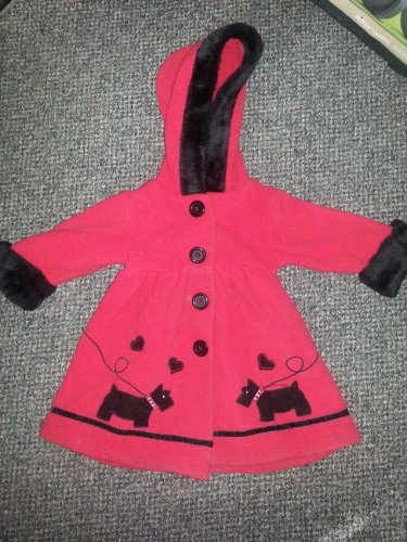 SOPHIE ROSE Red Heavy Fleece Hooded Scottie Dog Dress Coat Girls Size 12 months