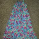 CHAPS Blue Tropical Floral Print Halter Dress Girls Size 12