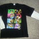 Black Layered Look ANGRY BIRDS Space Long Sleeved Top XL Boys Size 14-16