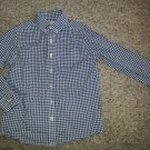 LANDS’ END Blue Checked Long Sleeved Button Poplin Shirt M Boys Size 5-6
