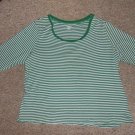 ST JOHN’S BAY Green Striped Scoop Neck Top Womans Plus Size 2X