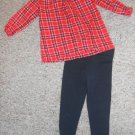 CARTER’S Sparkly Red Plaid and Black Leggings Pant Set Girls Size 24 months
