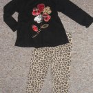 HEALTHTEX Black and Animal Print Leggings Pant Set Girls Size 24 months