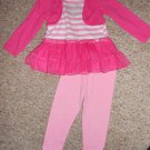 KIDGETS Pink Tulle Tutu Tunic Top and Leggings Pant set Girls Size 24 months