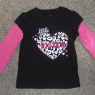 JUMPING BEANS Black and Pink LITTLE SISTER Long Sleeved Top Girls Size 3T