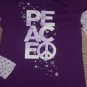 FADED GLORY Purple PEACE Long Sleeved Top Girls Size 14-16 XL