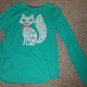 HANES Blue Green Lace Kitty Long Sleeved Top Girls Size 14-16 XL