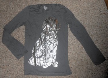 OLD NAVY Gray Dog Long Sleeved Top Girls Size 14 XL