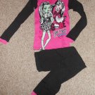 NEW Pink and Black MONSTER HIGH Thermal Underwear Set or Pajamas Girls Size 12