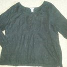 LIZ & ME Sparkly Black Layered Look Long Sleeved Top Womans Plus Size 30W 32W