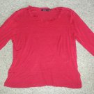 CRYSTAL-KOBE Ruffled Neckline Red Lightweight Knit Top Womans Plus Size 4X
