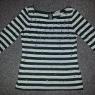 BANANA REPUBLIC Jeweled Gray Striped Top Ladies Small
