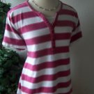 VAN HEUSEN Pink Striped Short Sleeved Pullover Ladies MEDIUM