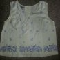 STYLE & CO White with Blue Floral Sleeveless Linen Top Ladies Size 18