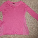 POOF GIRL Pink Woven Knit Lace Look Back Long Sleeved Top Girls Size 10-12