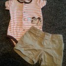 CARTER’S Striped Doggy Onzie and Khaki Shorts Boys Size 6 months