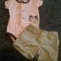 CARTER’S Striped Doggy Onzie and Khaki Shorts Boys Size 6 months