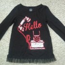 FADED GLORY Black Long Sleeved Sparkly Phone Top Girls Size 7 Tulle Trim