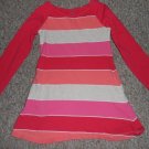 LANDS’ END Pink Striped Long Sleeved Dress Side Pockets Girls Size 4