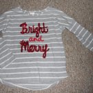 GYMBOREE Gray Striped MERRY & BRIGHT Long Sleeved Top Girls Size 5