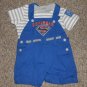 SUPERMAN Blue Overall Shortalls with Matching Top Boys Size 3-6 months
