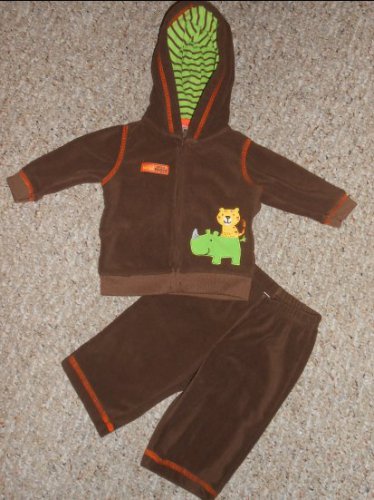 CARTER&acirc;��S Wild For Mom Brown Hooded Fleece pant Set Boys Size 3 months