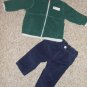 CARTER’S Green Fleece Top Navy Corduroy Pants Boys Size 3 months