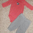 CARTER’S Gray Striped Moose Pant Set Boys Size 3 months
