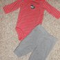 CARTER&acirc;��S Gray Striped Moose Pant Set Boys Size 3 months