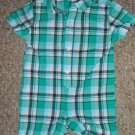 GYMBOREE Green Plaid One Piece Short Romper Boys Size 3-6 months