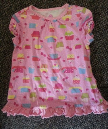 J KHAKI KIDS Pink Cupcake Print Ruffled Hem Top Girls Size 5
