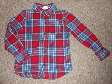 CRAZY 8 Red and Blue Plaid Long Sleeved Flannel Shirt Boys Size 4T