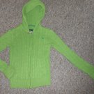 GAP Green Hooded Zip Front Cable Knit Sweater Jacket Girls Size 10 Large