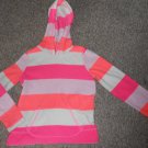 THE CHILDREN’S PLACE Pink Striped Hooded Fleece Pullover Girls Size 7-8