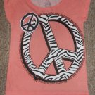 JUSTICE Pink MAKE PEACE HAPPEN Capped Sleeved Top Girls Size 12