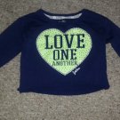 JUSTICE Navy Blue Embellished LOVE ONE ANOTHER Crop Top Girls Size 8