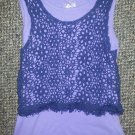 JUSTICE Purple Crochet Layered Sleeveless Tank Girls Size 7