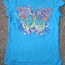 THE CHILDREN’S PLACE Blue Short Sleeved Butterfly Top Girls Size 7-8 (#1004)