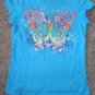 THE CHILDREN’S PLACE Blue Short Sleeved Butterfly Top Girls Size 7-8 (#1004)