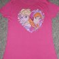 DISNEY Pink FROZEN Anna and Elsa Short Sleeved Top Girls Size 8-10 M (#998)