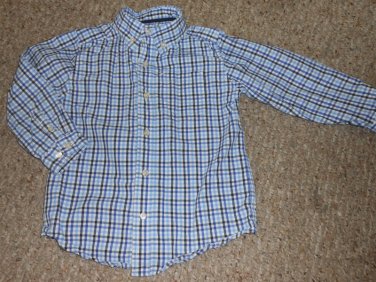 THE CHILDREN&acirc;��S PLACE Blue Plaid Long Sleeved Button Front Shirt Boys Size 4T (#873)