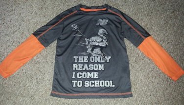 NEW BALANCE Gray Layered Look Dri Fit Lacrosse Shirt Boys Size 5-6 (#22)
