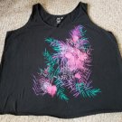 JUST MY SIZE Sparkly Floral Black tank Top Womans Plus Size 5X 30W 32W