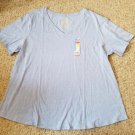 NWT Blue FADED GLORY Short Sleeved Top Womans Plus Size 4X 26W 28W