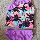 XHILARATION Purple Tropical Print Tankini Bathing Suit Girls Size 4-5