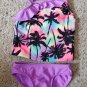 XHILARATION Purple Tropical Print Tankini Bathing Suit Girls Size 4-5